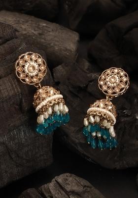 Blue Dome Shaped Jhumkas Earrings