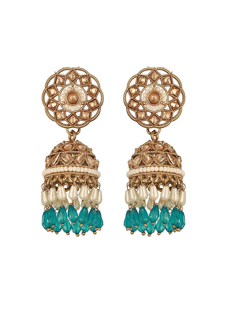 Blue Dome Shaped Jhumkas Earrings