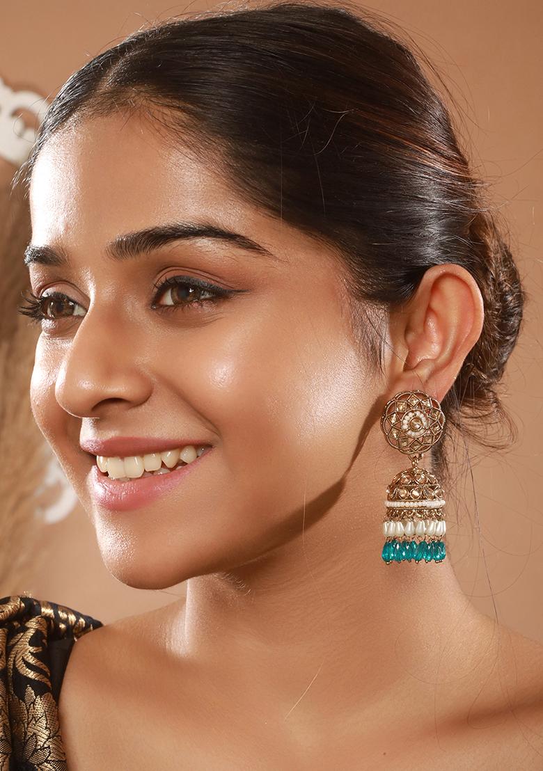 Blue Dome Shaped Jhumkas Earrings