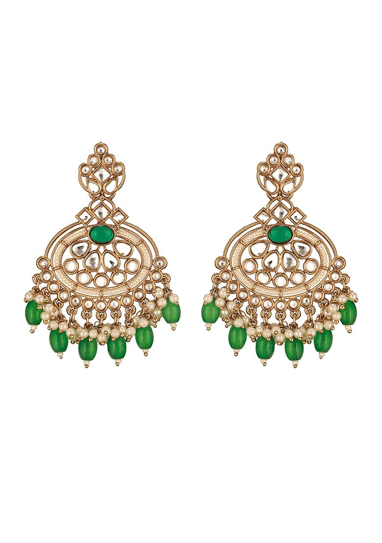 Green Classic Chandbalis Earrings