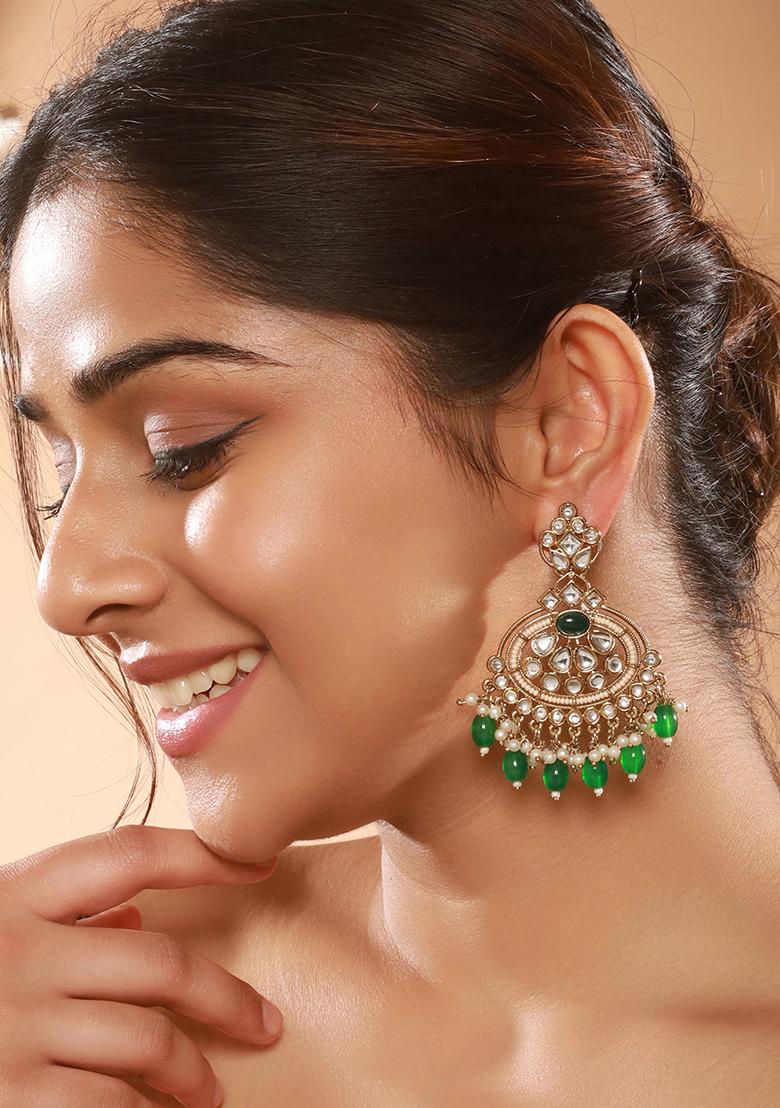 Green Classic Chandbalis Earrings