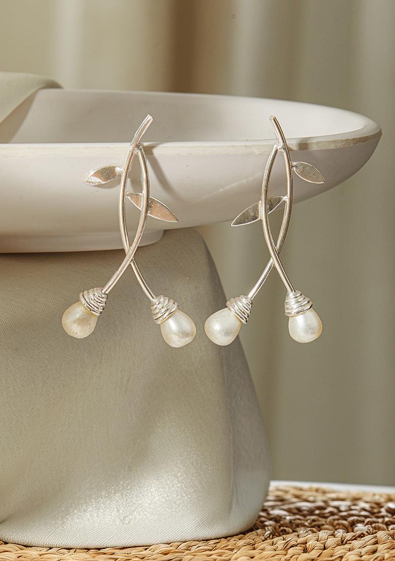 Silver Silver Plated Contemporary Drop Earrings