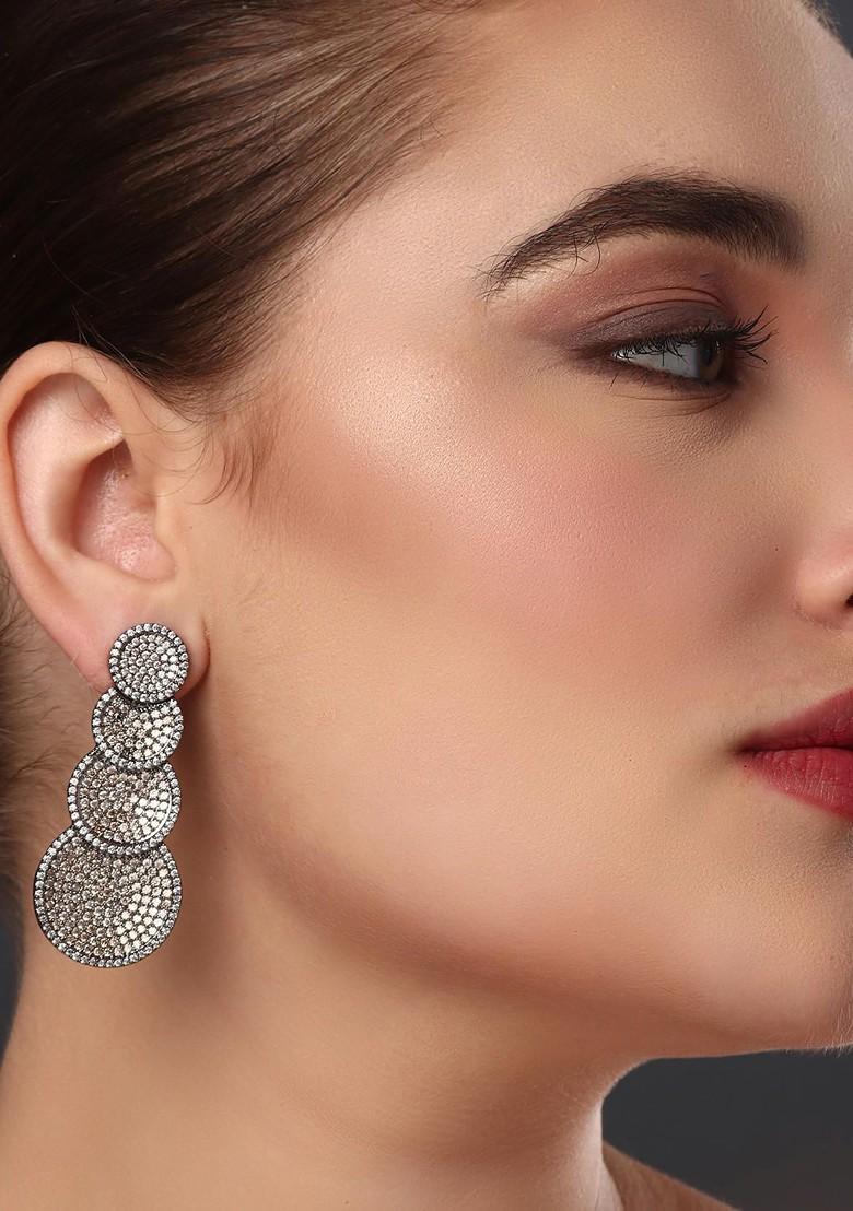 Champagne Brown Contemporary Spherical Drop Earrings