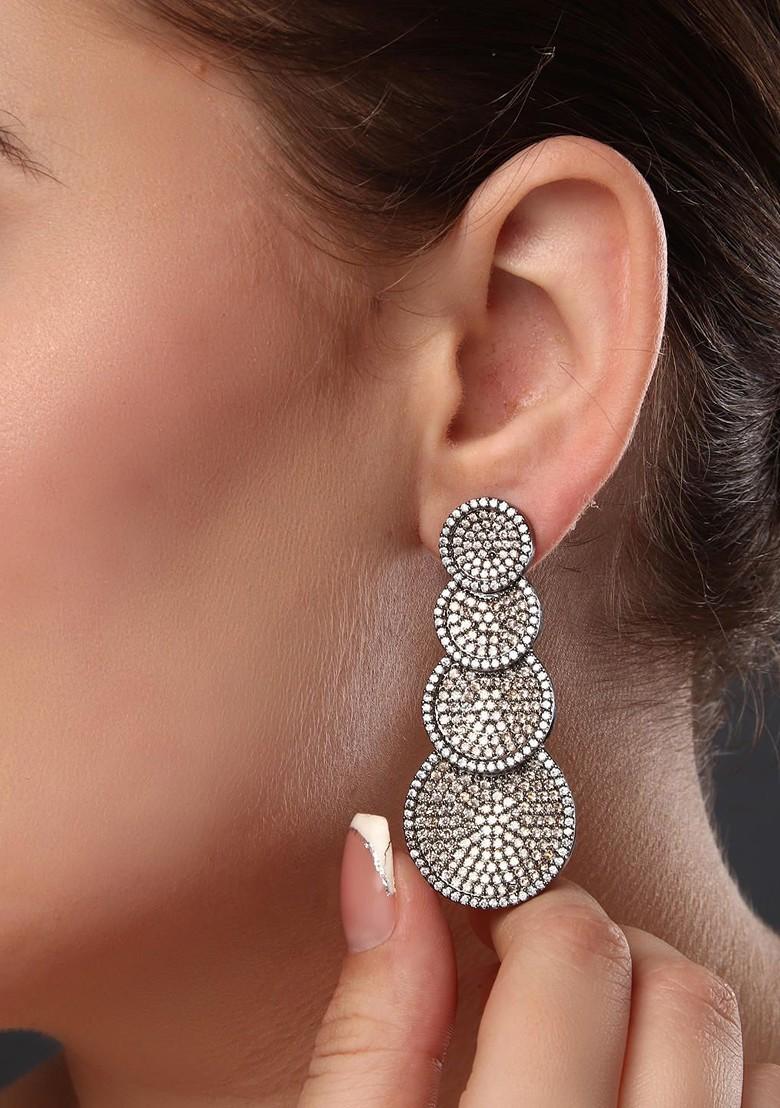 Champagne Brown Contemporary Spherical Drop Earrings