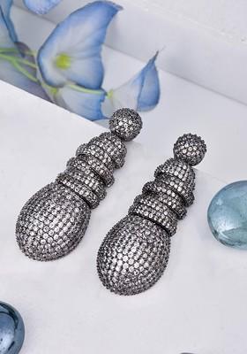 Silver Contemporary Spherical Drop Earrings