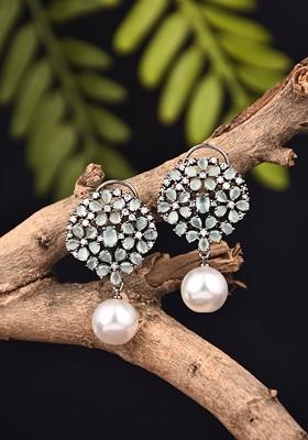 Fluorescent Green Contemporary Leaf Shaped Drop Earrings