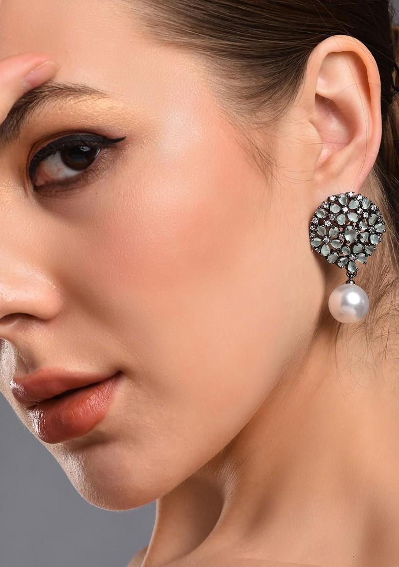 Fluorescent Green Contemporary Leaf Shaped Drop Earrings