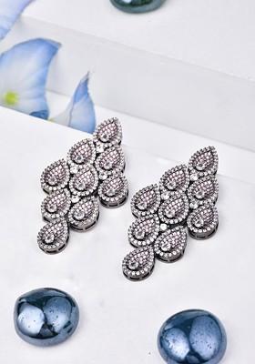 Pink Contemporary Leaf Shaped Drop Earrings