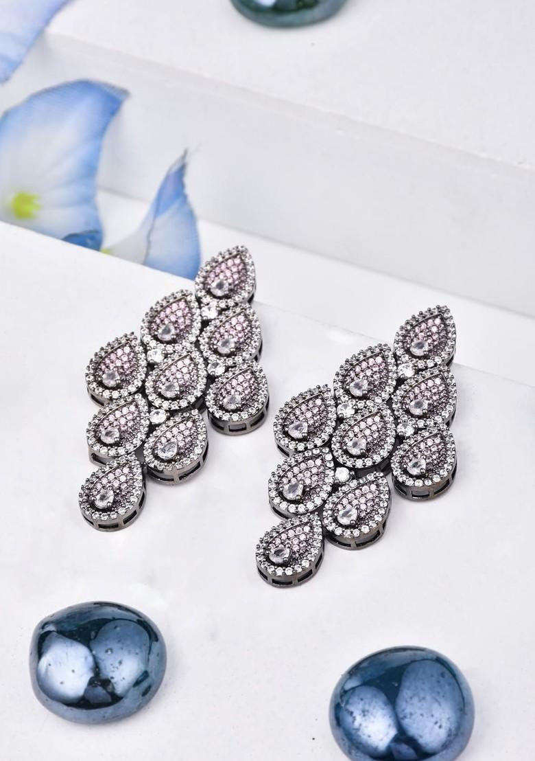 Pink Contemporary Leaf Shaped Drop Earrings