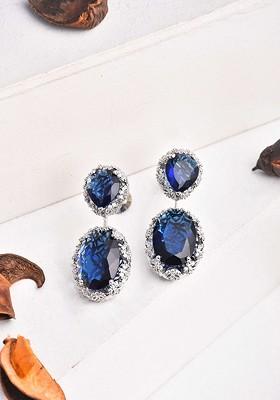 Blue Contemporary Oval Drop Earrings