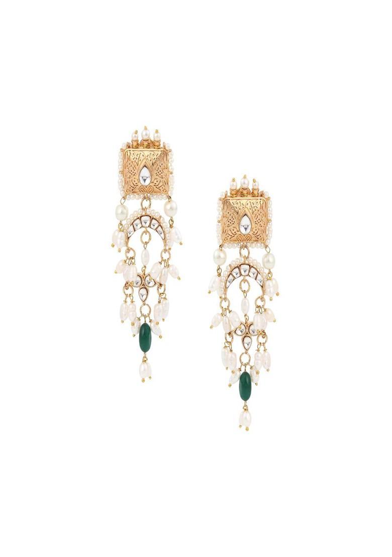 Gold Contemporary Crescent Shaped Jhumkas Earrings