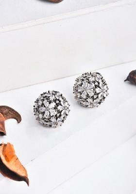 Silver Contemporary Square Studs Earrings