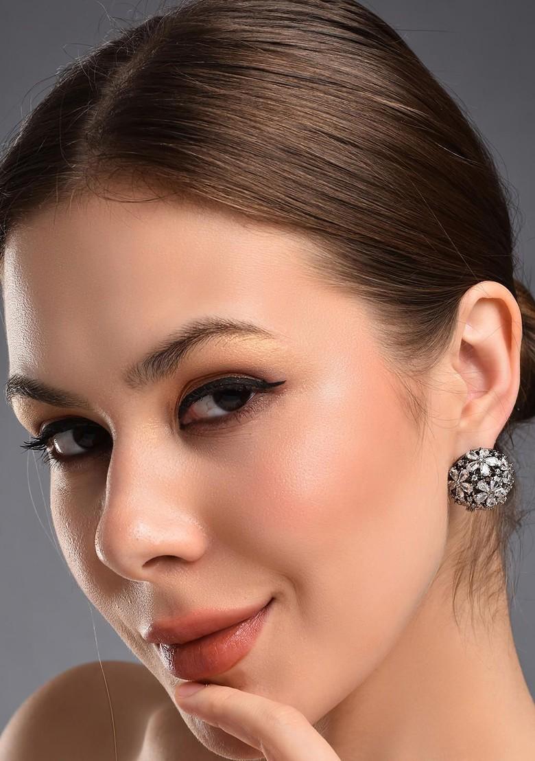 Silver Contemporary Square Studs Earrings