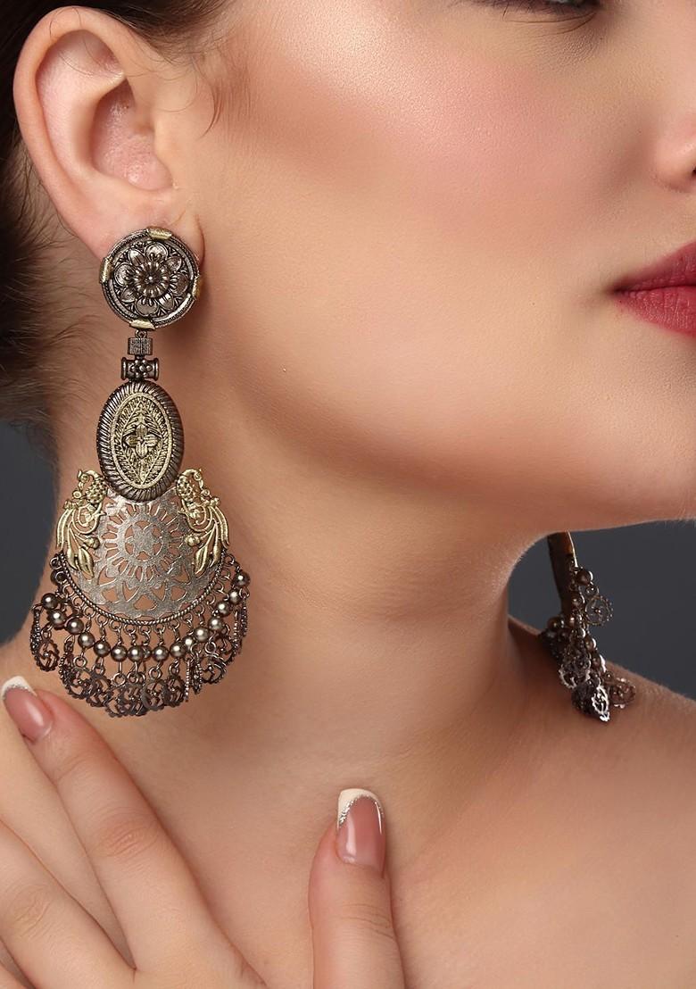 Silver Contemporary Contemporary Jhumkas Earrings