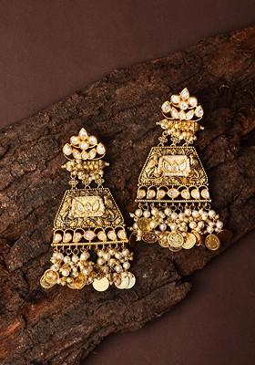 Gold Contemporary Contemporary Jhumkas Earrings