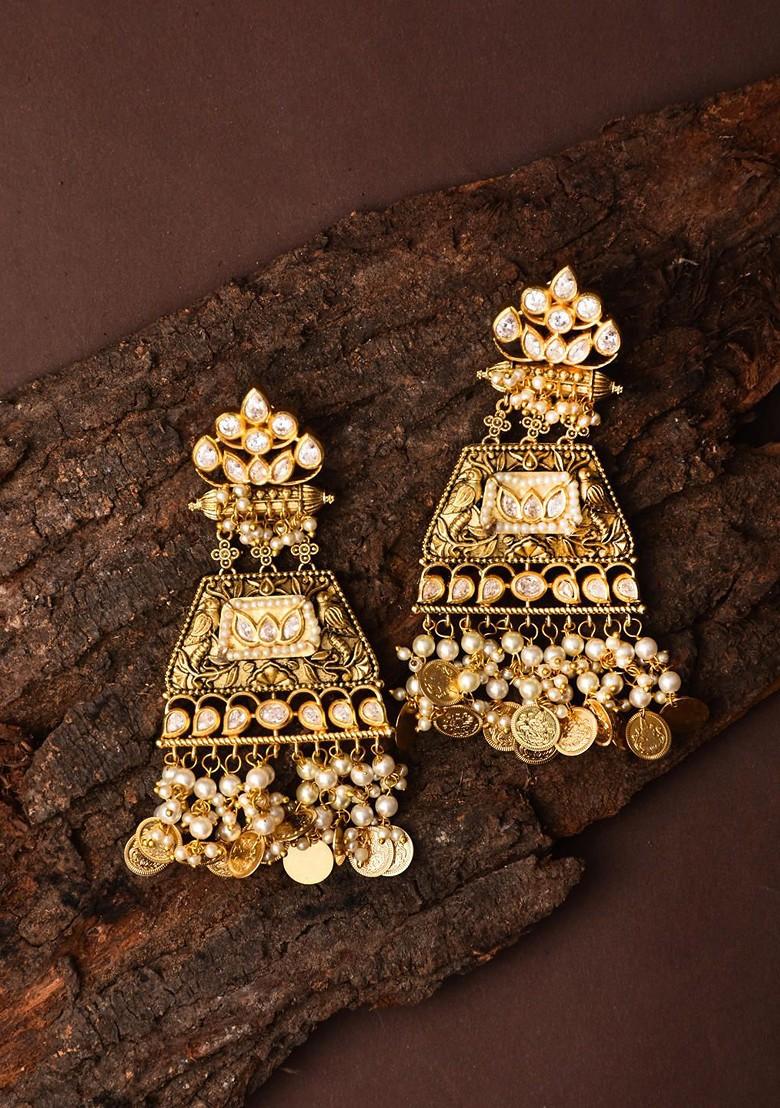 Gold Contemporary Contemporary Jhumkas Earrings
