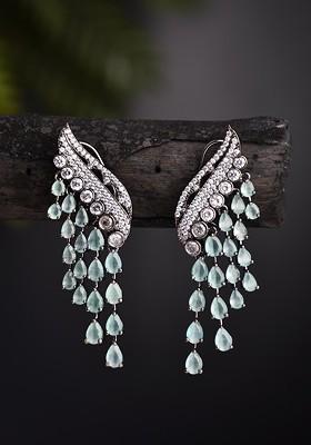 Pink Contemporary Peacock Shaped Drop Earrings