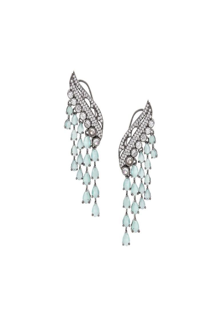 Pink Contemporary Peacock Shaped Drop Earrings