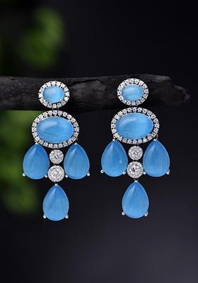 Blue Contemporary Teardrop Shaped Drop Earrings