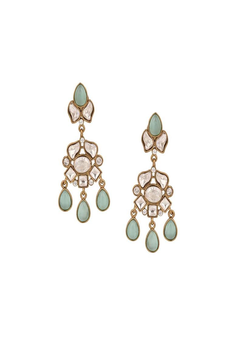 Teal Green Contemporary Paisley Shaped Jhumkas Earrings