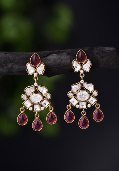 Red Contemporary Paisley Shaped Jhumkas Earrings