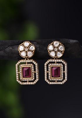 Pink Contemporary Square Drop Earrings