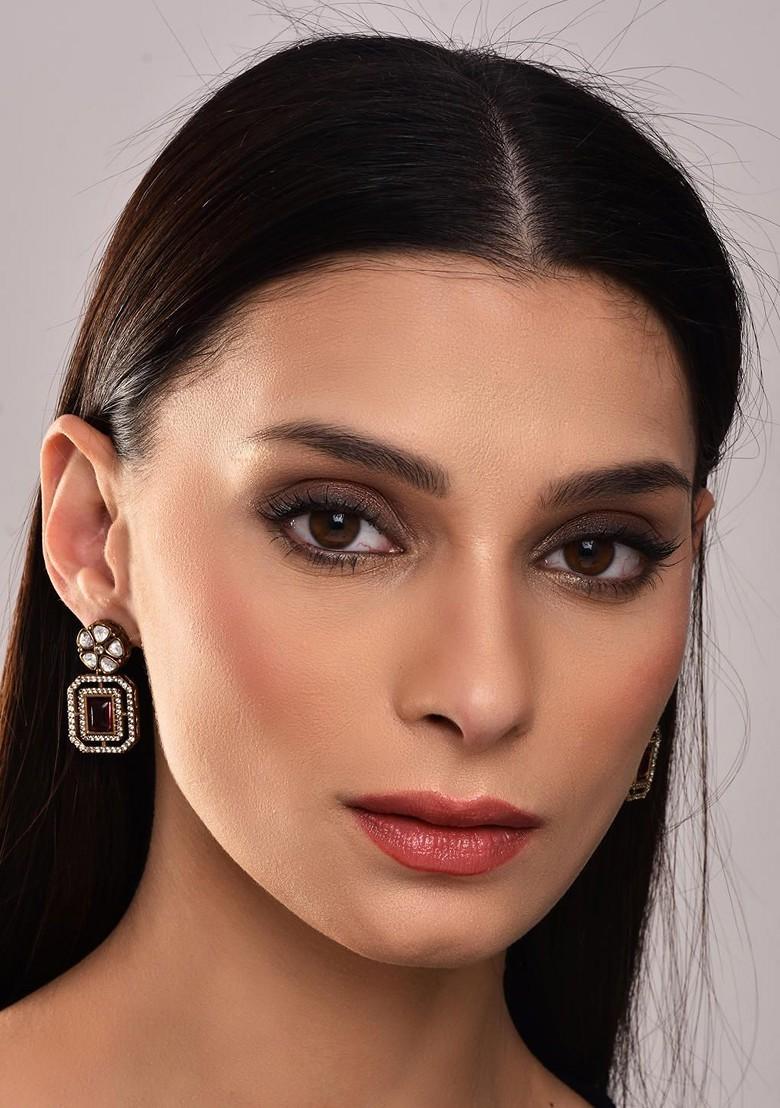 Pink Contemporary Square Drop Earrings