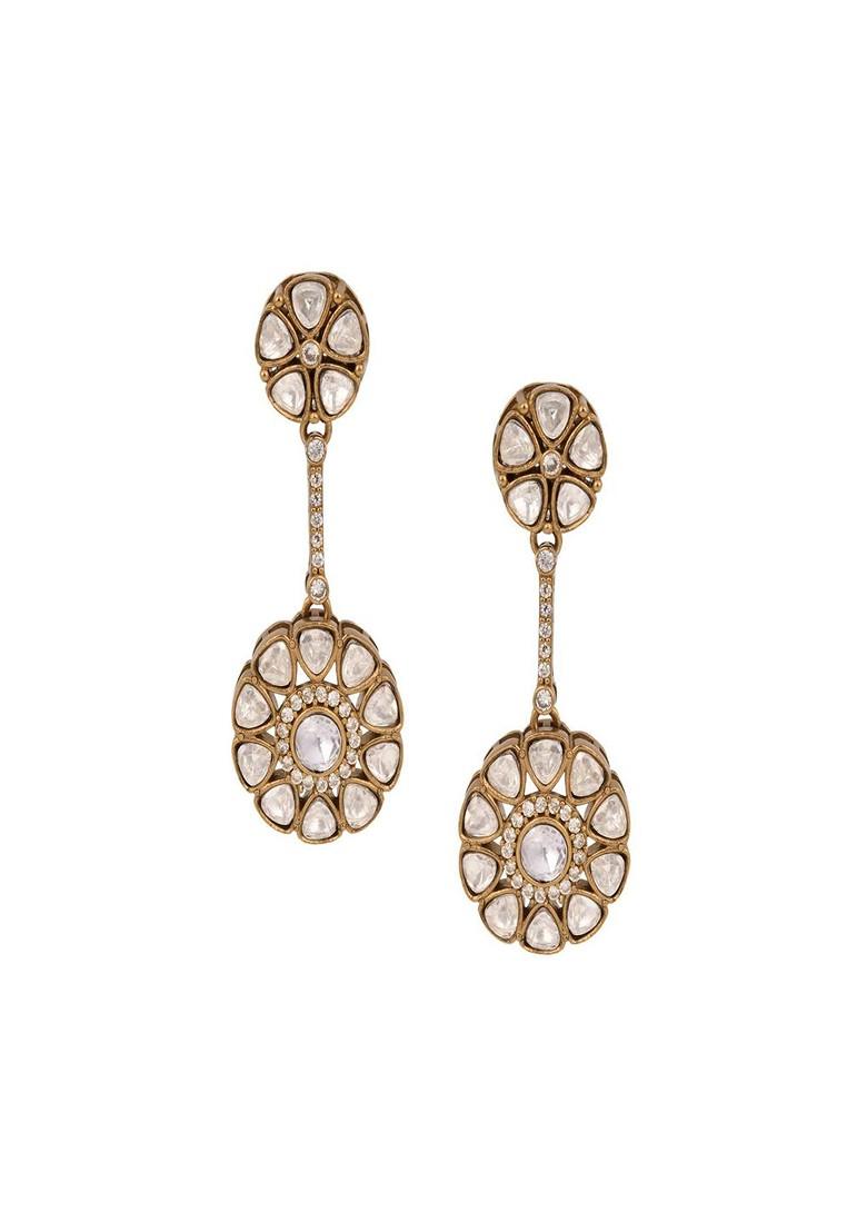 Gold Contemporary Oval Drop Earrings