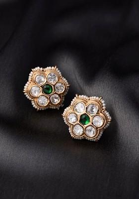 White Contemporary Circular Studs Earrings