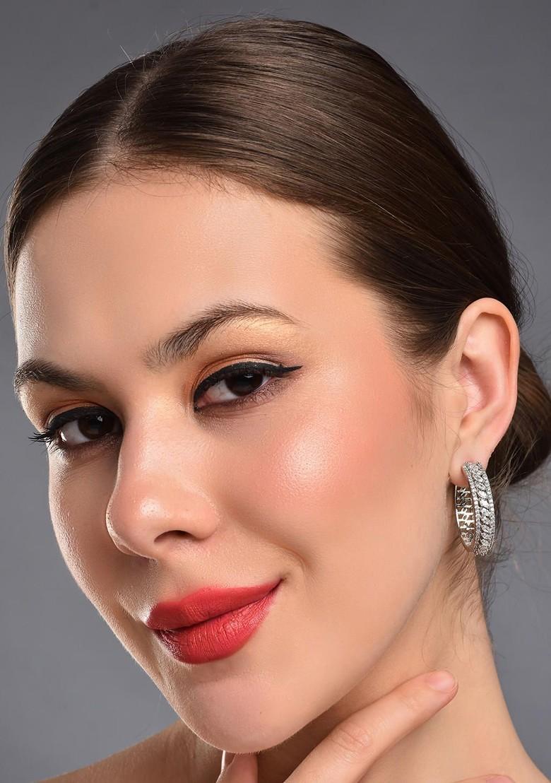 Silver Contemporary Circular Hoop Earrings