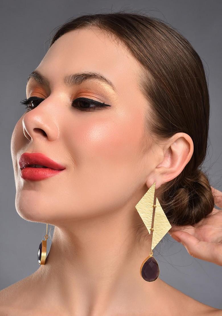 Gold Plated Geometric Drop Earrings