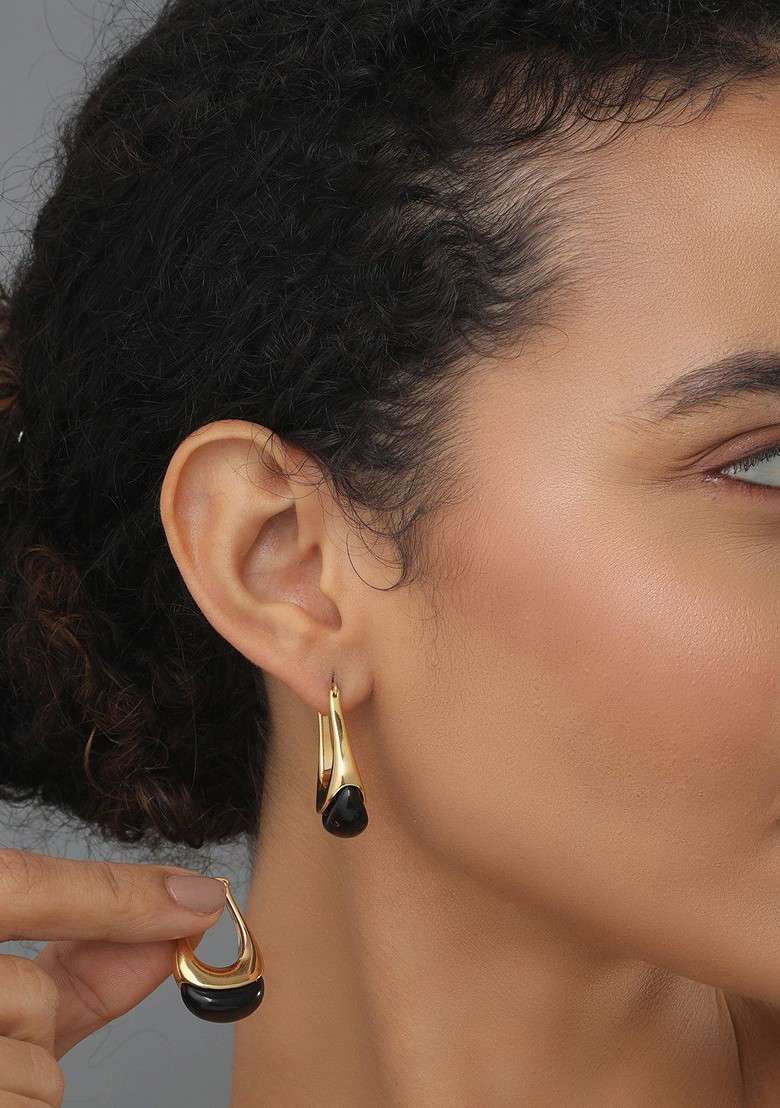 Gold Gold Plated Jelly Gold Plated Oval Hoop Earrings - Indya