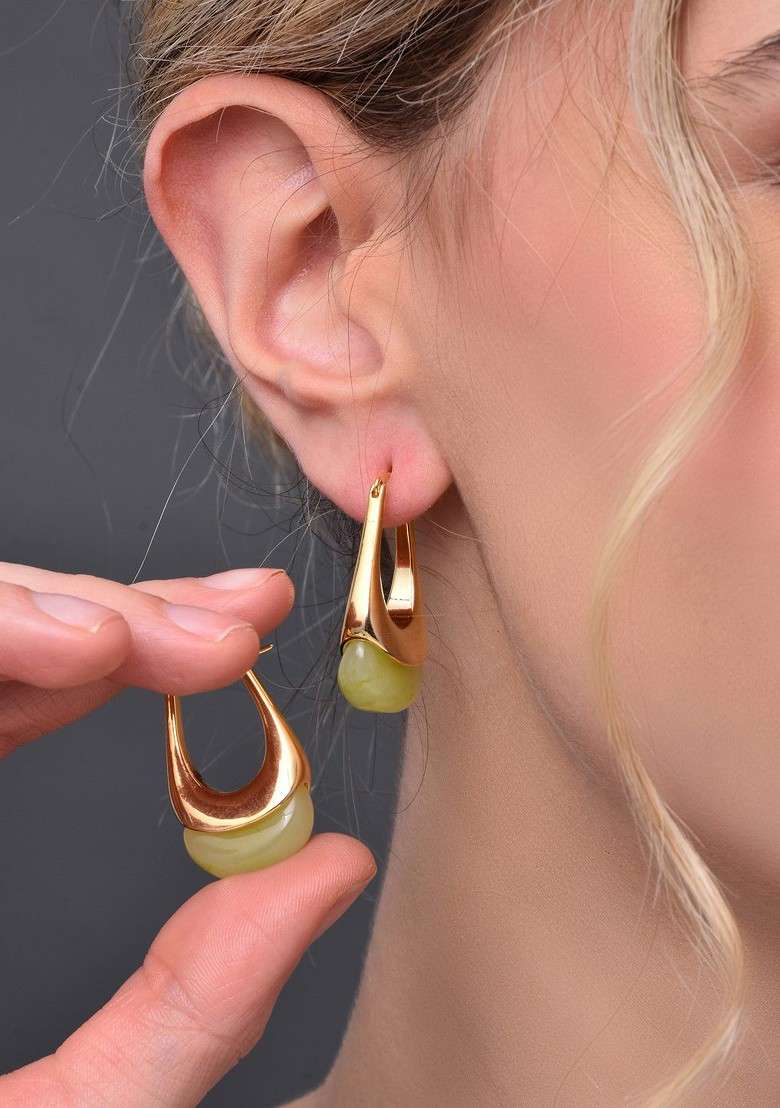 Gold Gold Plated Jelly Gold Plated Oval Hoop Earrings - Indya