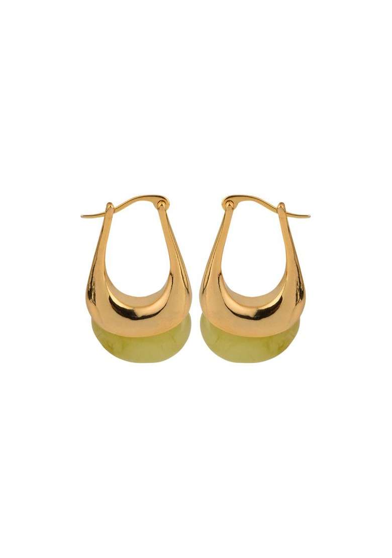 Gold Gold Plated Jelly Gold Plated Oval Hoop Earrings - Indya