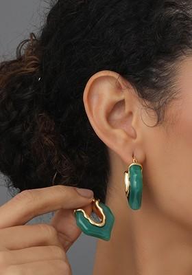 Green Gold Plated Gold Plated Oval Hoop Earrings