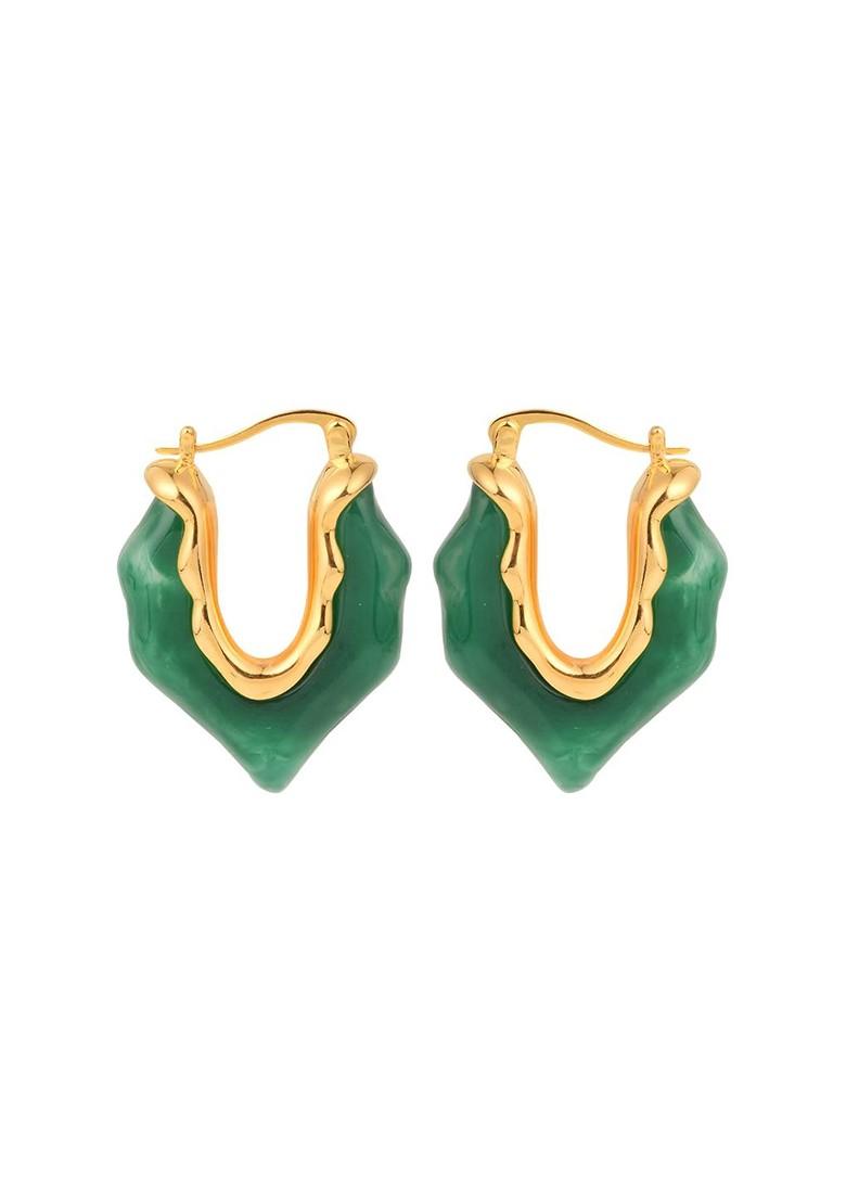 Green Gold Plated Gold Plated Oval Hoop Earrings