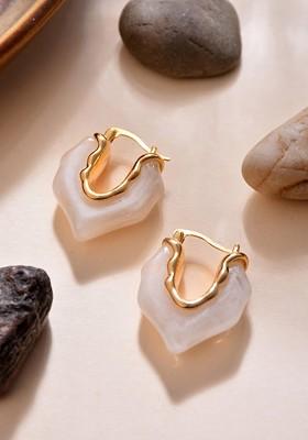 Gold Plated Geometric Curved Hoop Earrings