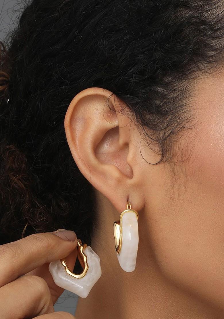 Gold Plated Geometric Curved Hoop Earrings