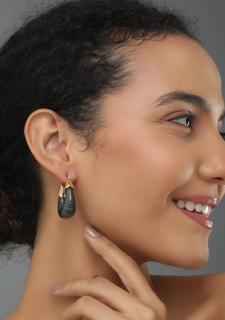 Olive Contemporary Oval Hoop Earrings