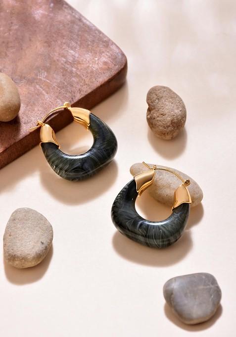 Olive Contemporary Oval Hoop Earrings