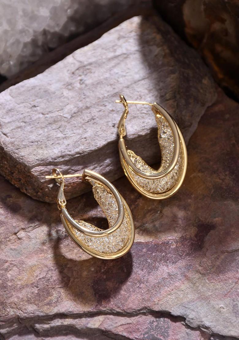 Gold Contemporary Oval Hoop Earrings