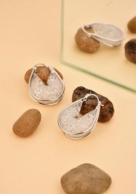 Silver Contemporary Oval Hoop Earrings