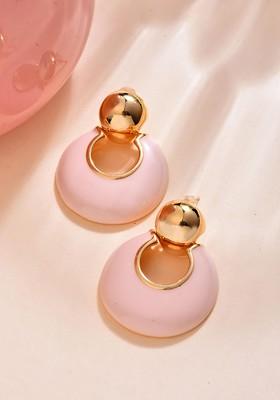 Pink Contemporary Circular Drop Earrings