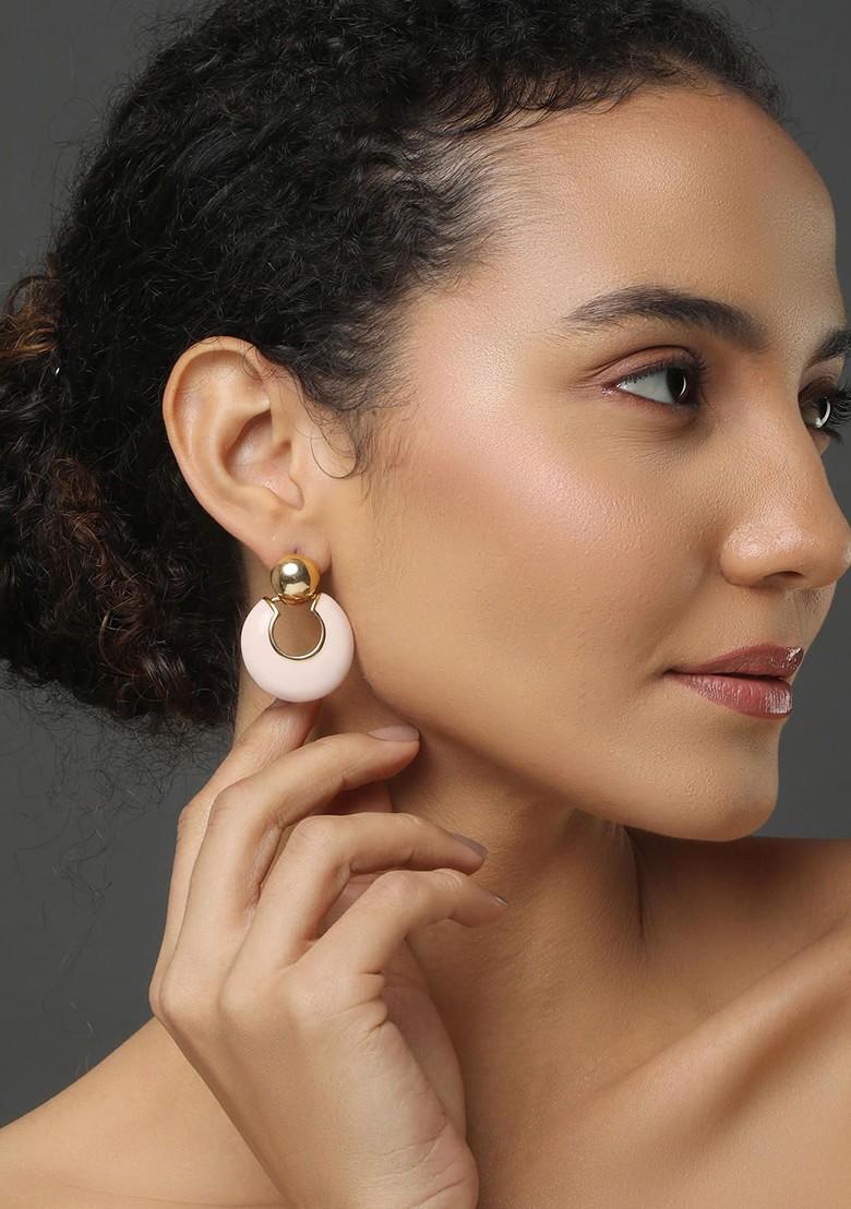 Pink Contemporary Circular Drop Earrings