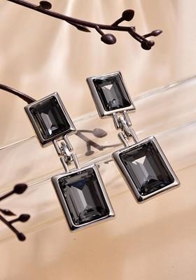 Black Contemporary Geometric Drop Earrings