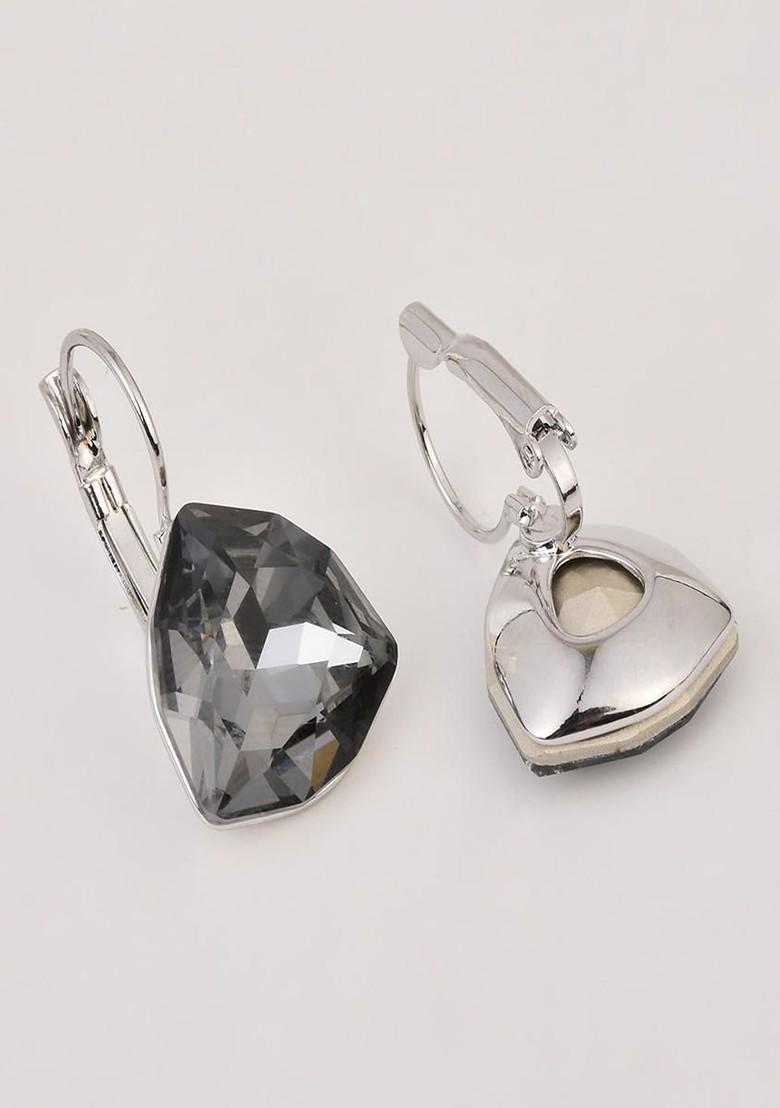Grey Contemporary Teardrop Shaped Drop Earrings