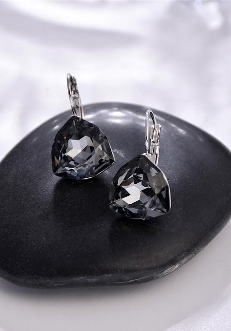 Grey Contemporary Teardrop Shaped Drop Earrings