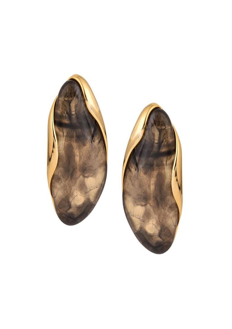 Grey Contemporary Oval Studs Earrings