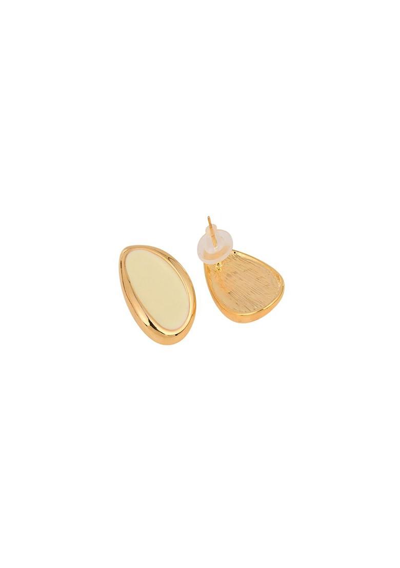 Off White Contemporary Oval Studs Earrings