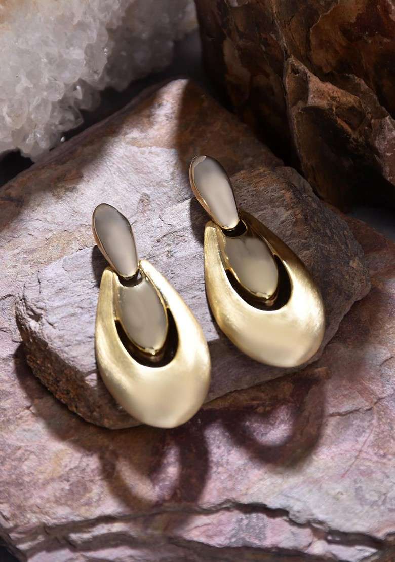 Gold Contemporary Spherical Drop Earrings - Indya